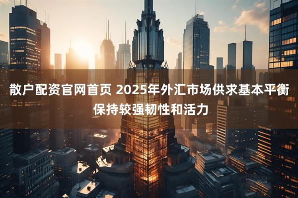 散户配资官网首页 2025年外汇市场供求基本平衡 保持较强韧性和活力